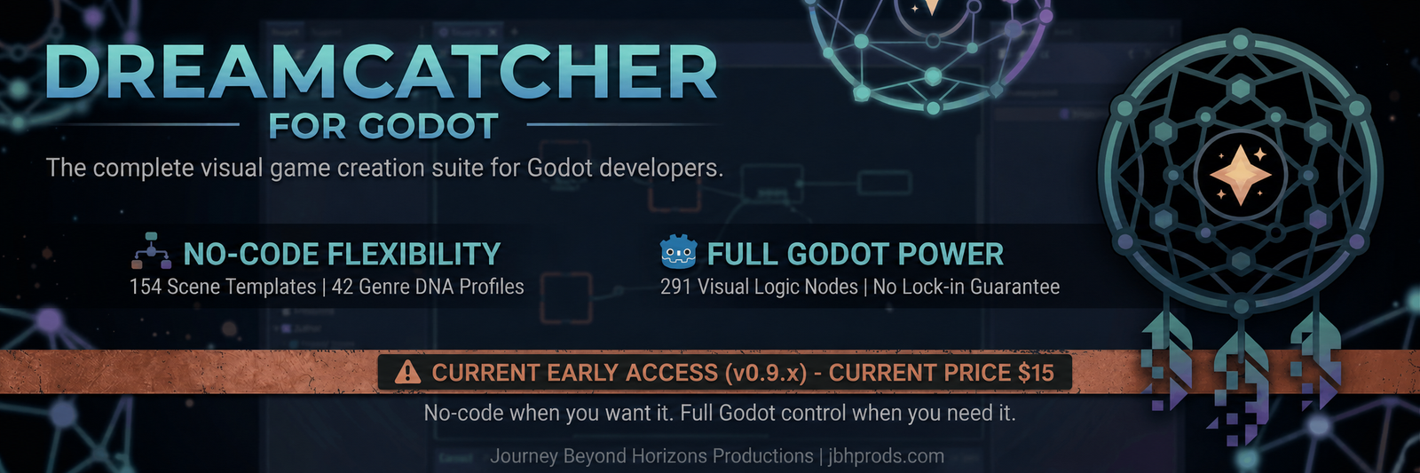 Dreamcatcher Godot-native no-code game creation suite