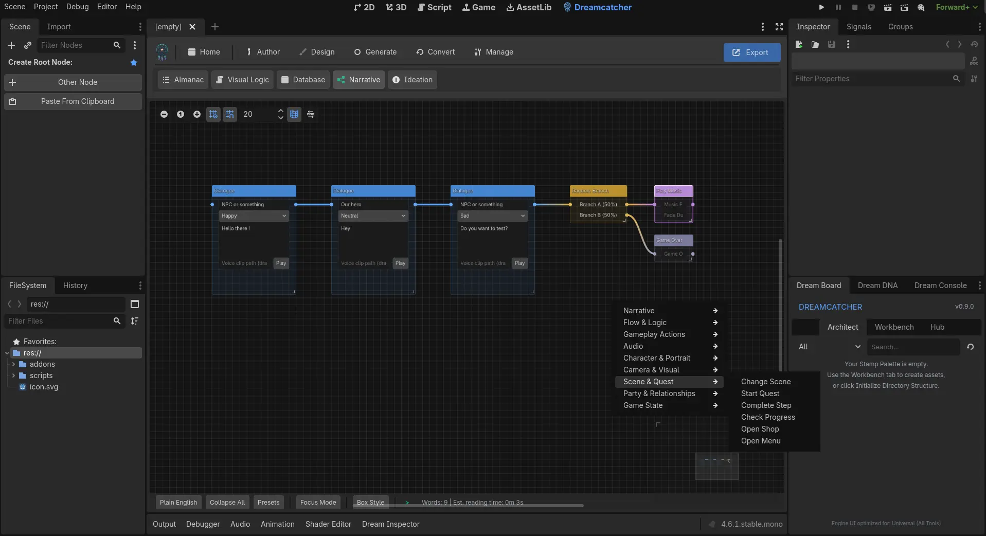 Narrative Weaver dialogue graph
