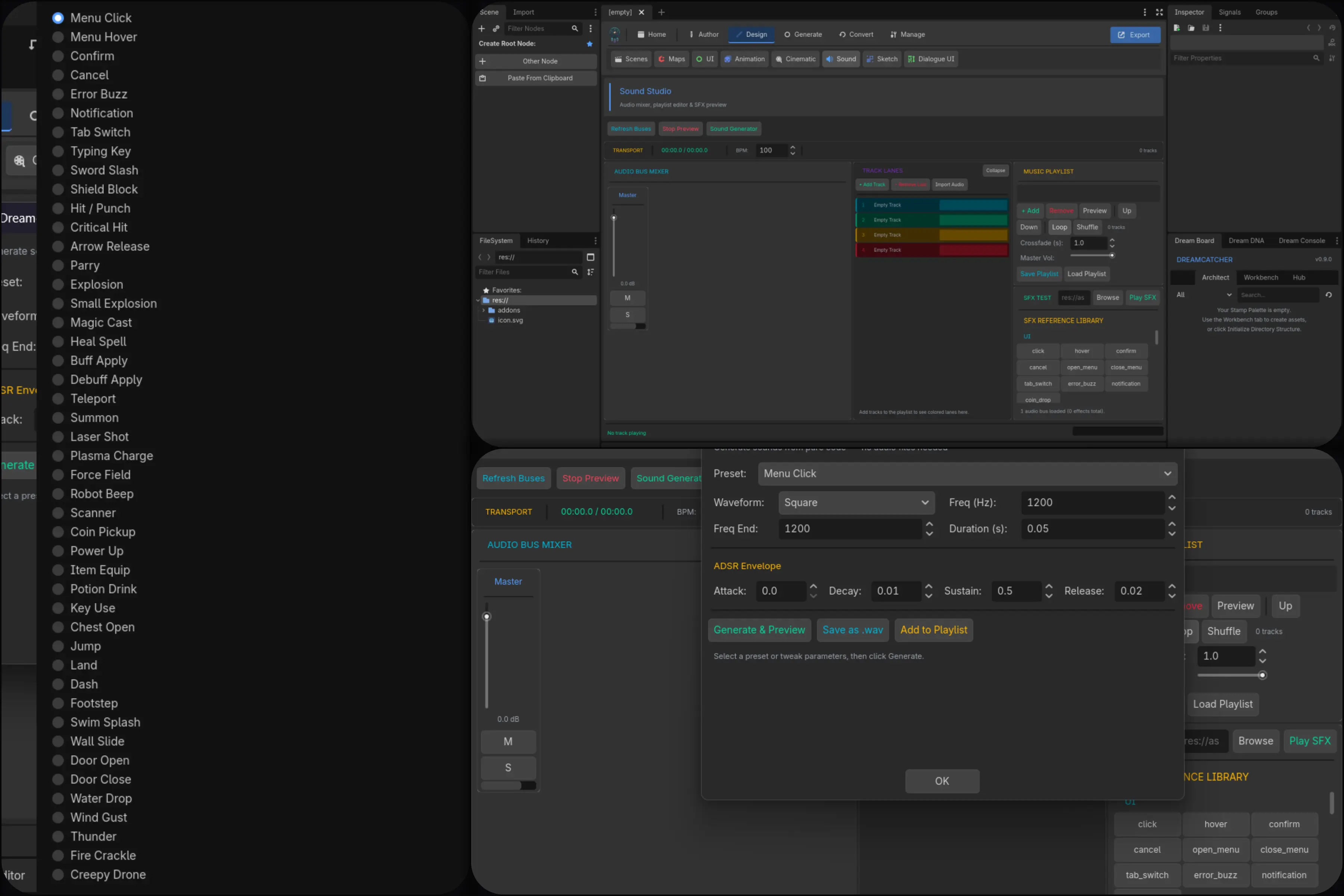 Sound Studio audio mixer and SFX generator